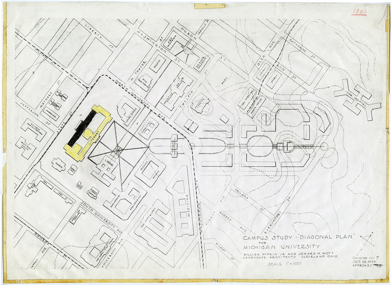 Campus study--diagonal plan for Michigan University