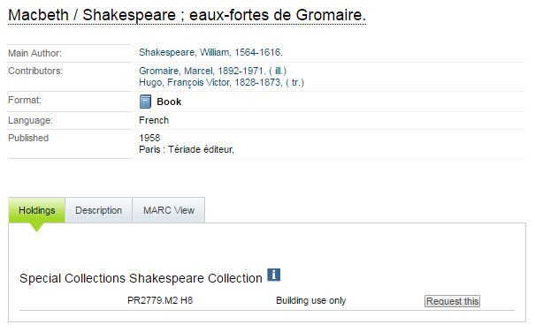 Mirlyn item record: Shakespeare Collection