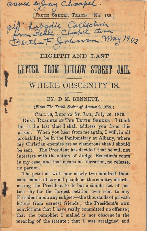 Eight and Last Letter from Ludlow Street Jail