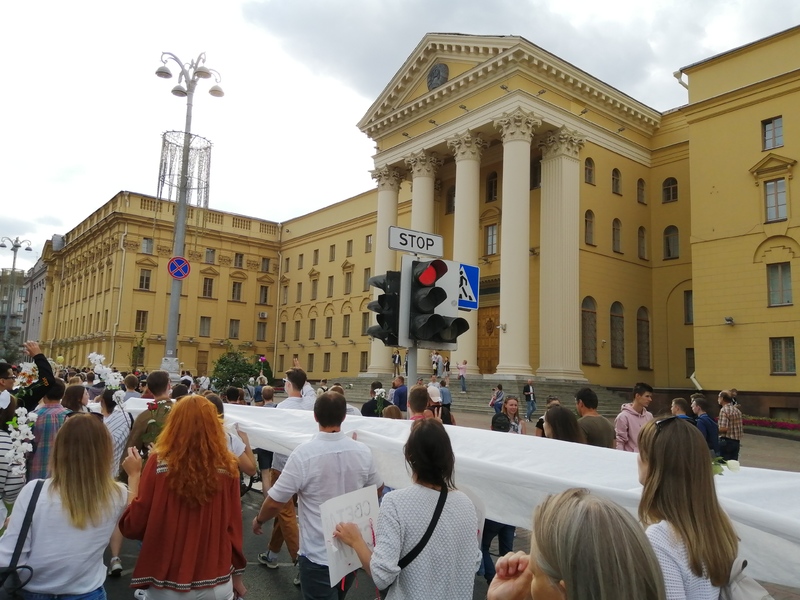 Procession of students from the Belarusian National Technical University on 14 August 2020