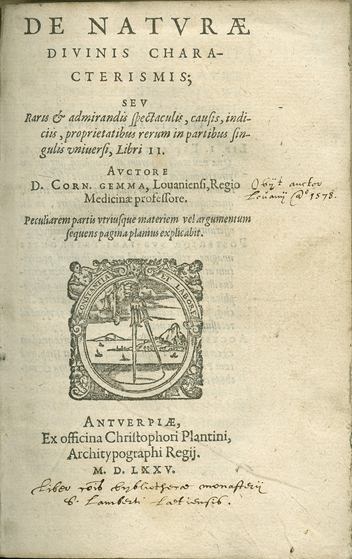 De Naturæ Diuinis Characterismis; Seu, Raris & Admirandis Spectaculis, Causis, Indiciis, Proprietatibus Rerum in Partibus Singulis Vniuersi, 