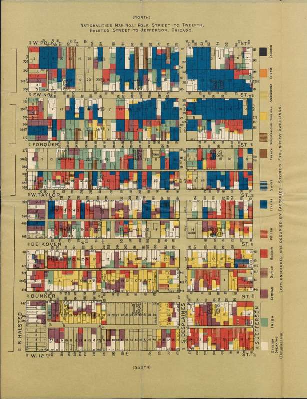 Nationalities Map No.1 - Polk Street to Twelfth, Halsted Street to Jefferson. Chicago.