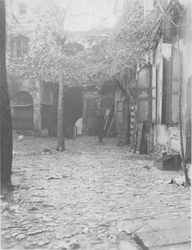 Courtyard of the shop of the antiquarian dealer Andronicus M. Kidaoglon, looking toward the street