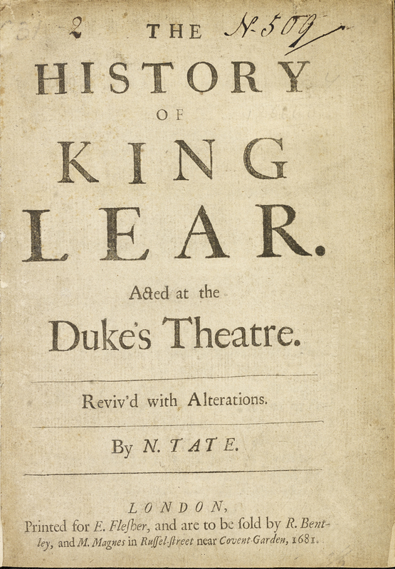 The history of King Lear... ;  [title page]