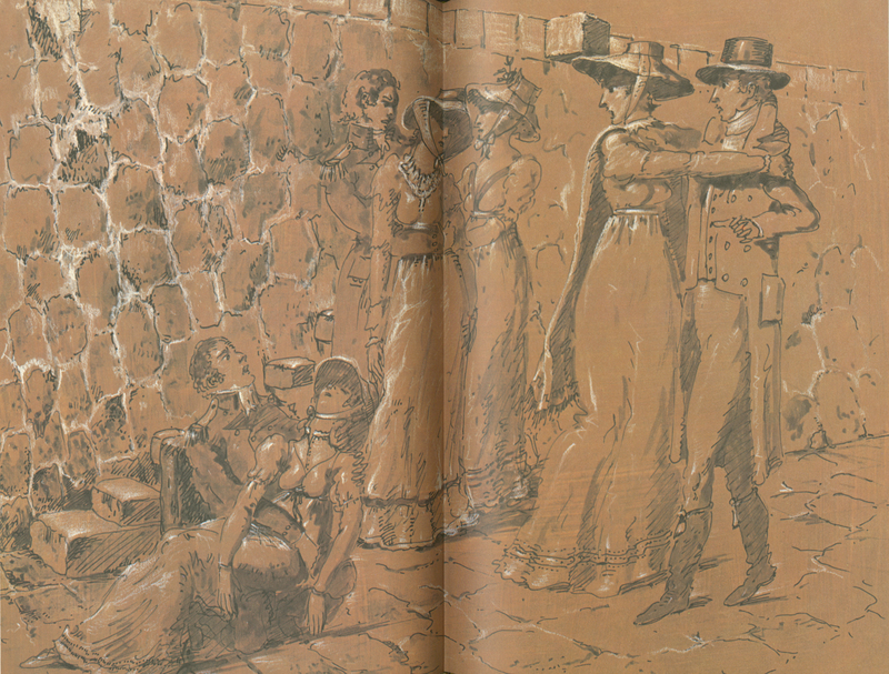 <span>Illustration between pages 108-109<span> of the 1977 Limited Editions Club edition of Jane Austen's</span><em> Persuasion</em></span>