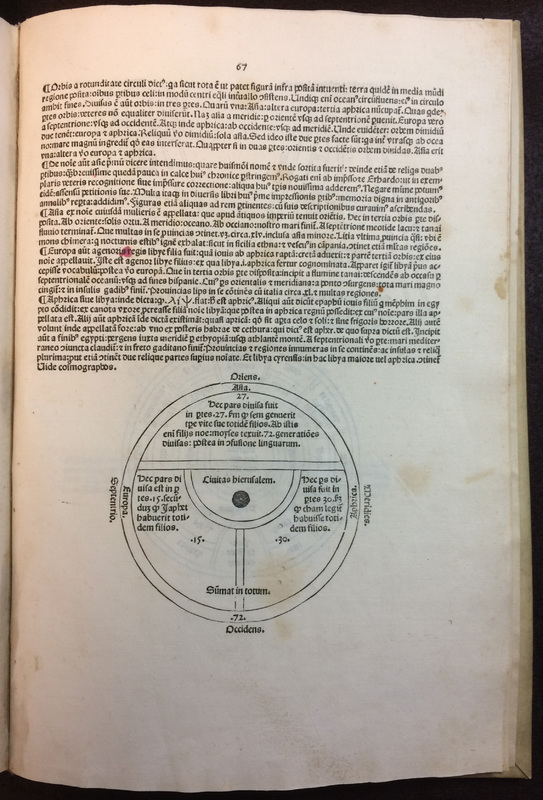 T-O map on Folio 68r from Werner Rolewinck (1425-1502). <em>Fasciculus temporum </em>(Venice: Erhard Ratdolt. 24 Nov. 1480).