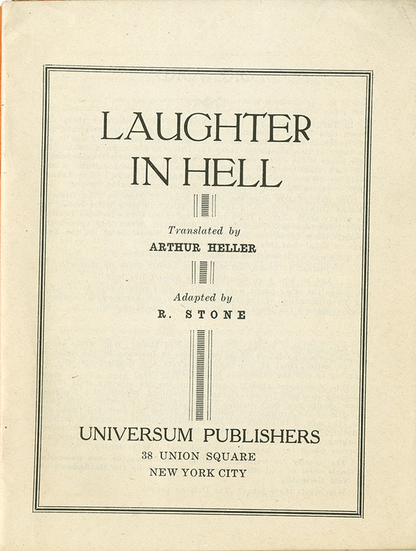 Title Page of Neues S. A. Liederbuch [Laughter in Hell]