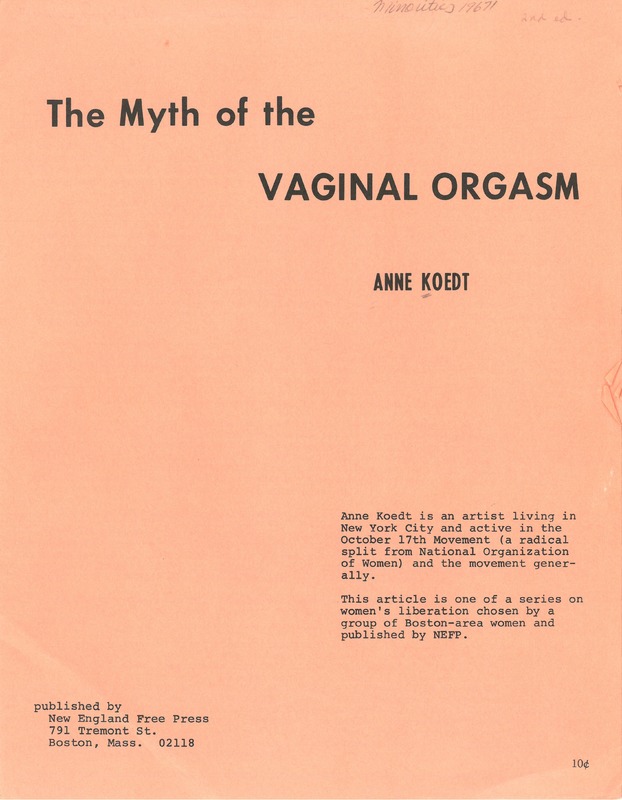 Cover of The Myth of the Vaginal Orgasm 