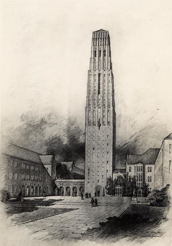 Architectural rendering of the proposed Burton Tower with Music School