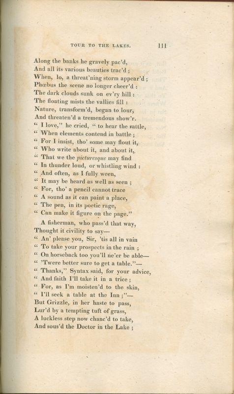 Page 111 from the 8th edition (1819) of William Combe's The Tour of Doctor Syntax: In Search of the Picturesque, a Poem