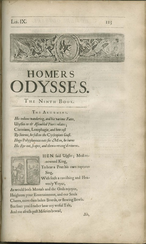 Homer his Odysses translated, adorn'd with sculpture, and illustrated with annotations