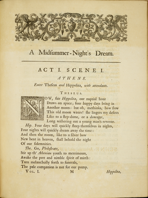 The works of Shakespear... (1723); "A Midsummer Night's Dream Act 1 Scene 1"