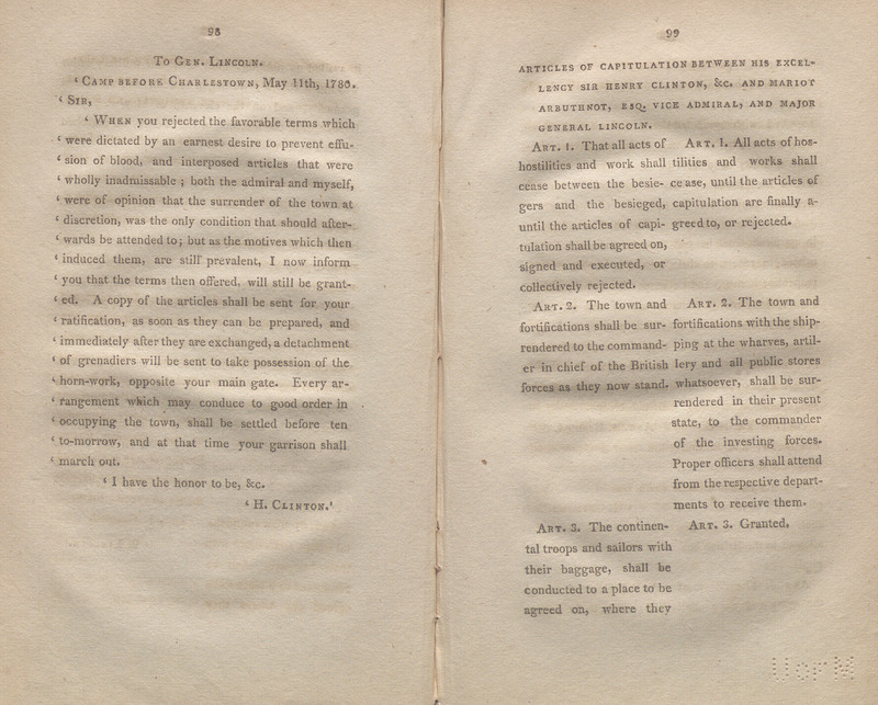 Pages 98-99 of the second volume of Memoirs of the American Revolution, So Far As It Related to the States of North and South Carolina, and Georgia