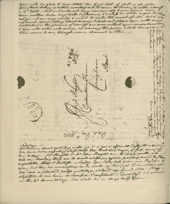 Five letters from Jane Austen to her niece, Fanny Knight ; printed in facsimile