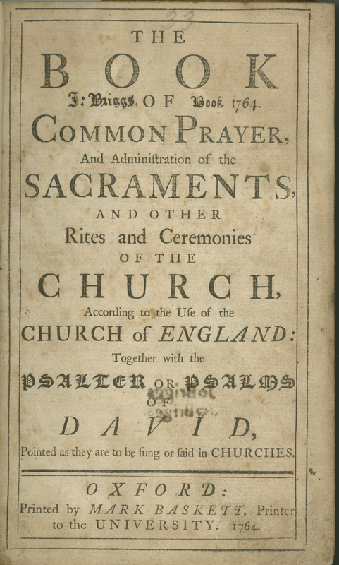 Title page of the 1764 edition of The Book of Common Prayer