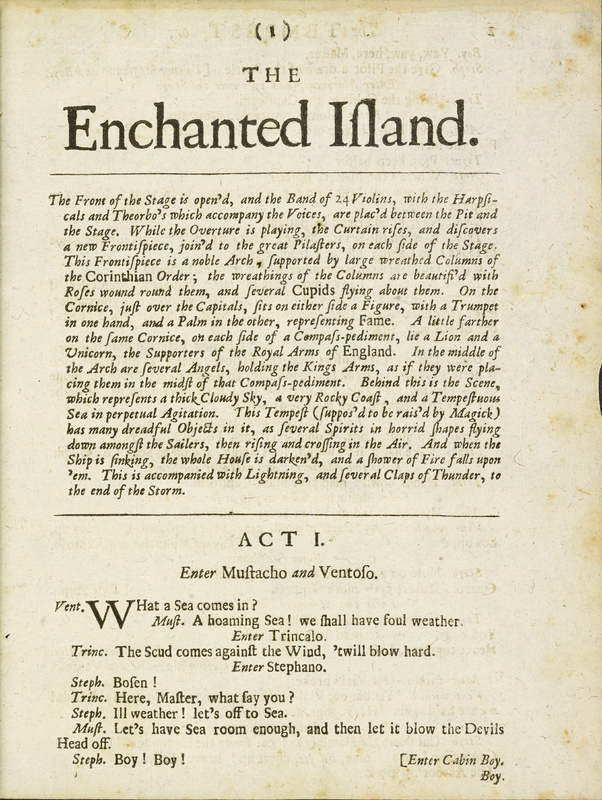 The tempest, or, The enchanted island...; p.1
