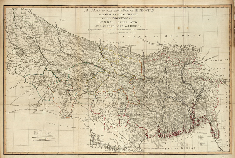 A map of the north part of Hindostan or a geographical survey of the provinces of Bengal, Bahar, Awd, Ellahabad, Agra and Delhi