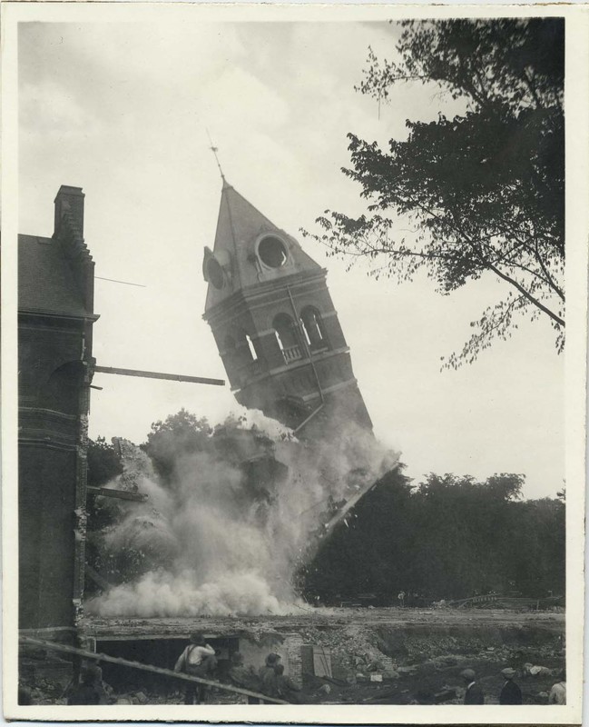 Razing the Clock Tower of the old General Library