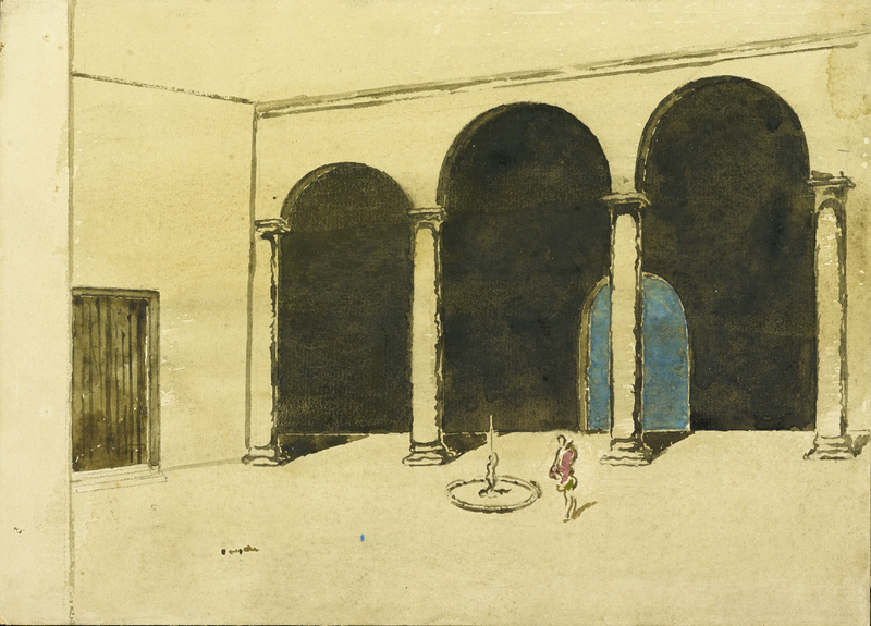 [Stage design for Othello in pencil and watercolor]