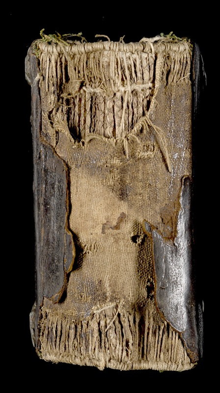 Mich. Ms. 26: The Four Gospels: front cover and part of the spine