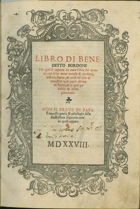 <p>Bordone, 1528 (Title Page)</p>