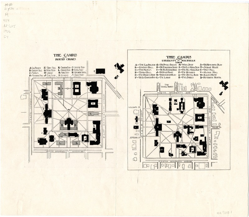 General building plan for the University of Michigan : The campus with proposed changes ; The campus of the University of Michigan, 1906