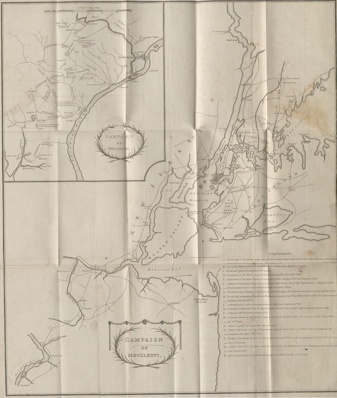 Map entitled "Campaign of MDCCLXXVI" from The History of the Civil War in America. Vol. I. Comprehending the Campaigns of 1775, 1776, and 1777