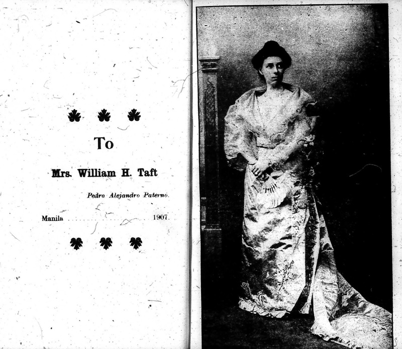 Dedication to, and portrait of, Mrs. Taft, in the 1907 edition of Nínay