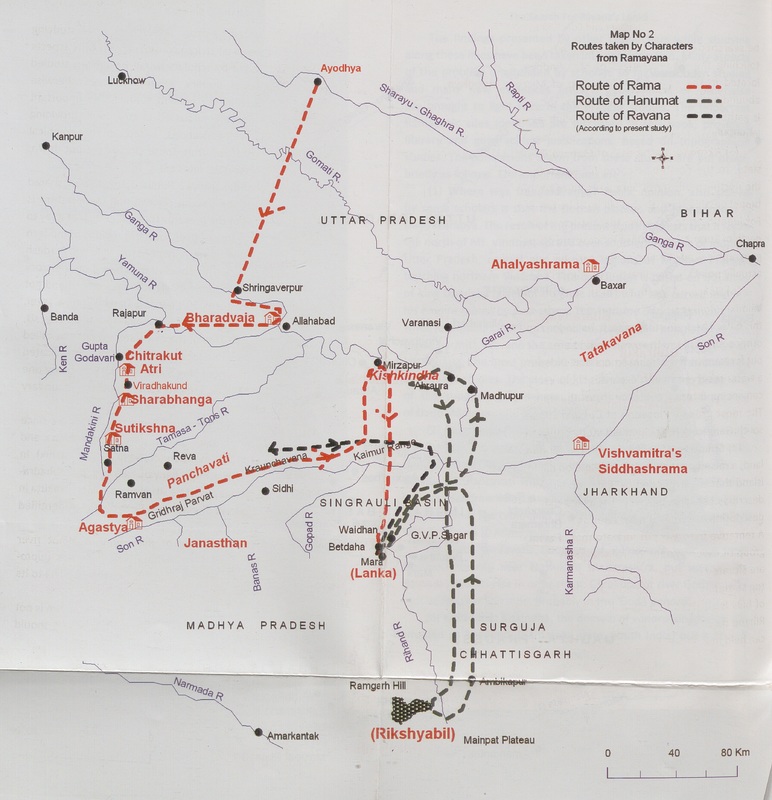 Map No. 2: Routes Taken by Characters from Ramayana