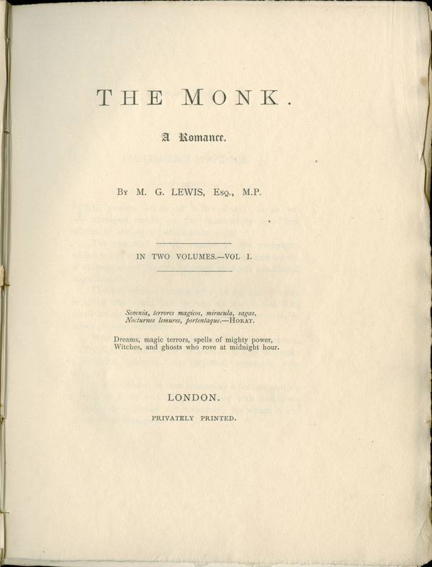 The monk. A romance