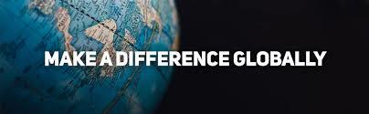 Image of a globe with the quote "make a difference globally."